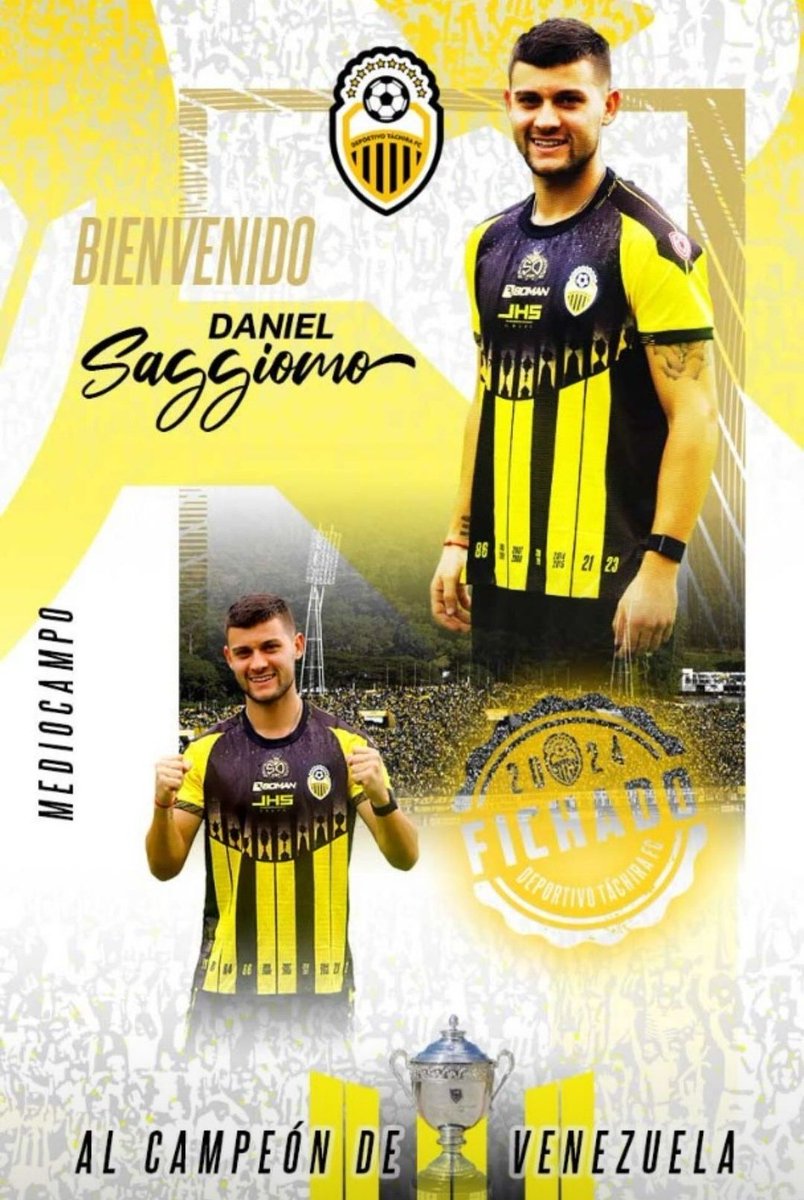 Oficializada la nueva incorporación del aurinegro. Daniel Saggiomo. 

Bienvenido sea todo el que venga a SUMAR. De más está recordarle que esto es Táchira y aquí se viene a sudar la camiseta, no a titiritiar por el frío. Nada más que decir al respecto.

Bienvenido al único grande