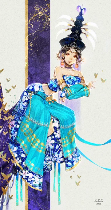 最近上げた左の絵は、実は5年前の2018年に描いた右の絵を同じような雰囲気で描きたいと思い描いたものでした!  2018年のときは線画をしっかり描いてましたが、そこからどんどんと厚塗りに移行していき、顔の描き方や色も色んな色を使う感じに変わっています。  5年で進化したなぁ〜しみじみと…