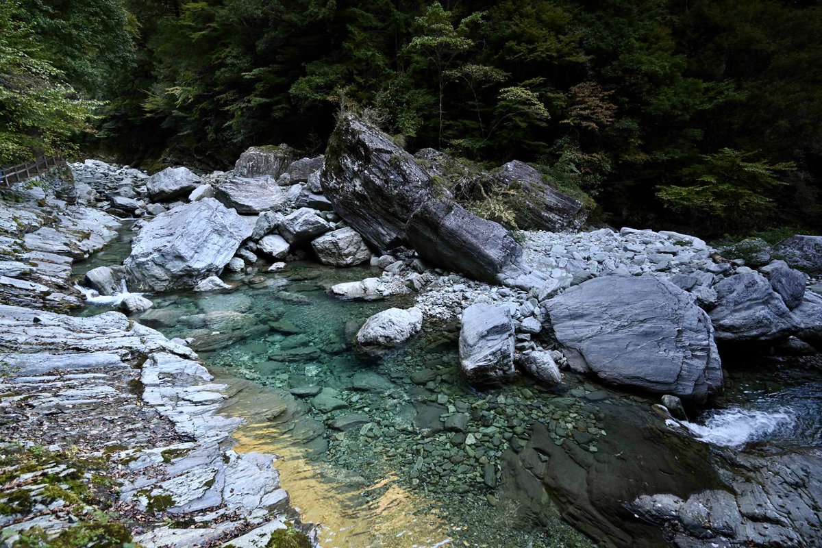 Departures_web's tweet photo. 今回も少しずつ掲載予定と溢れネタを紹介。
仁淀ブルーの観光スポットの1つ、安居渓谷にある水晶淵。
訪れた時間がズレた為、光が入らなかったですが、それでも十二分に綺麗なブルーの透明度。
もし訪れる機会が有りましたら日の当たる時間に是非。

#C103
#高知
#旅行
#写真
#安居渓谷
#水晶淵 https://t.co/s4LAkA1rMW
