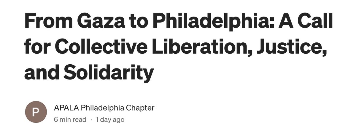 As AAPI workers, we know all too well the pervasive impact of US militarism, both abroad and within US borders. From Philly to Palestine, we unite to fight for justice and collective liberation. Read our thoughts here, and join us in the streets! 👇bit.ly/gazatophilly-a…