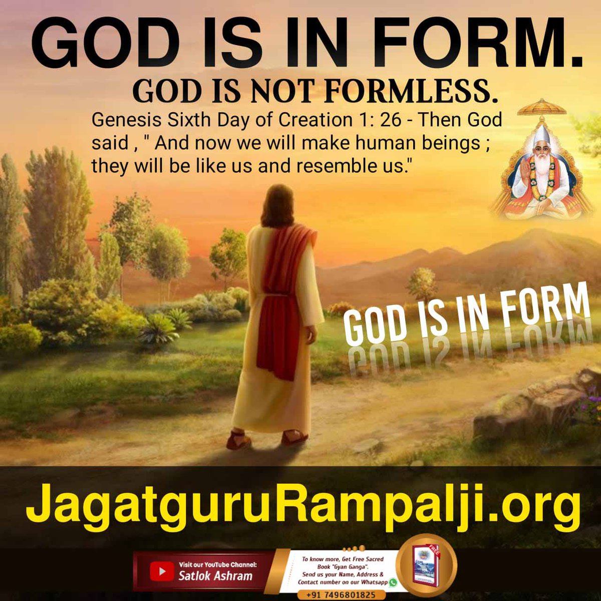 Amrutvani_'s tweet photo. #TrueStoryOfJesus
God is in form
Holy Bible Genesis 1:26
Sixth Day: - Living beings and Man:
After creating the other living beings Then God said, "Let us make
man in our own image, in our likeness, who will rule over all the creatures. https://t.co/x7eEr4FG9G