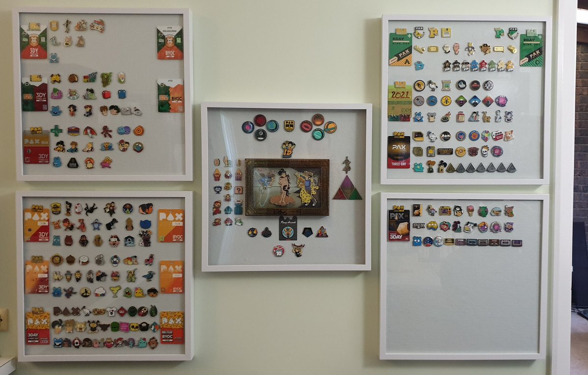 IMODTHINGS's tweet photo. @pinny_arcade @PA_Megacorp 
I got very lucky getting a birth of gabe, so I wanted to mount it special with all my pax pins.
Hope I've done it right. https://t.co/hC4Q7DHS5l
