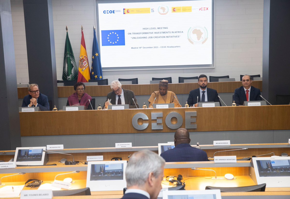 atikuabagudu's tweet photo. On the 20th of December 2023, i was invited to partake as a Special Guest and Keynote Speaker at the ongoing High-Level Ministerial Meeting in Madrid, hosted by the Spanish Ministry of Foreign Affairs and European Union. This presents a valuable platform to delve into the intricate landscape of Nigeria's economic evolution, intricacies, and potential, particularly in the context of fostering initiatives for job creation.

As Nigeria navigates the complex terrain of demographic dividends and abundant natural resources, the discourse promises to shed light on the strategic measures being taken to address challenges and pave the way for sustainable growth. The event is a testament to the critical role transformative internal and external investments play in unleashing the nation's full potential and, significantly, in generating employment opportunities for its burgeoning youth—a demographic powerhouse shaping the future of Sub-Saharan Africa.

The agenda is thoughtfully structured into two sessions: the first day is dedicated to high-level political dialogue and the second focuses on engagements with the private sector and civil society. Given my portfolio and role within the Nigerian Government, I anticipate contributing meaningfully to any of the three panels during the political sessions. 

It is an honour to conclude the year with this collaborative European-African dialogue, adding a touch of Spain and Nigeria to the global conversation. I'm also looking forward to engaging in insightful discussions, fostering partnerships, and representing Nigeria on this esteemed international stage.
#NigeriaOnTheGlobalStage 
#EconomicPartnership
#AfricanUnion
#SpainEmbassy