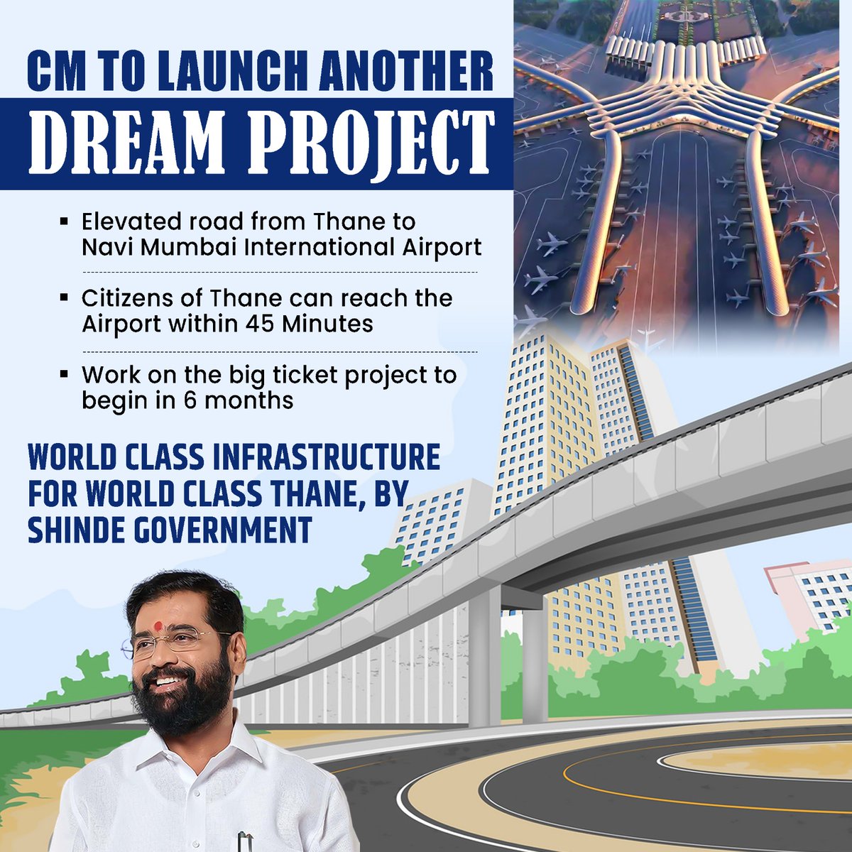 iShrishtpanday's tweet photo. Incredible news! The countdown begins as work on the elevated road project is set to kick off in just 6 months. Thank you, CM Eknath Shinde, for turning dreams into reality and enhancing the connectivity of our cities. #DevelopmentMilestones https://t.co/FlJE8RFwZY