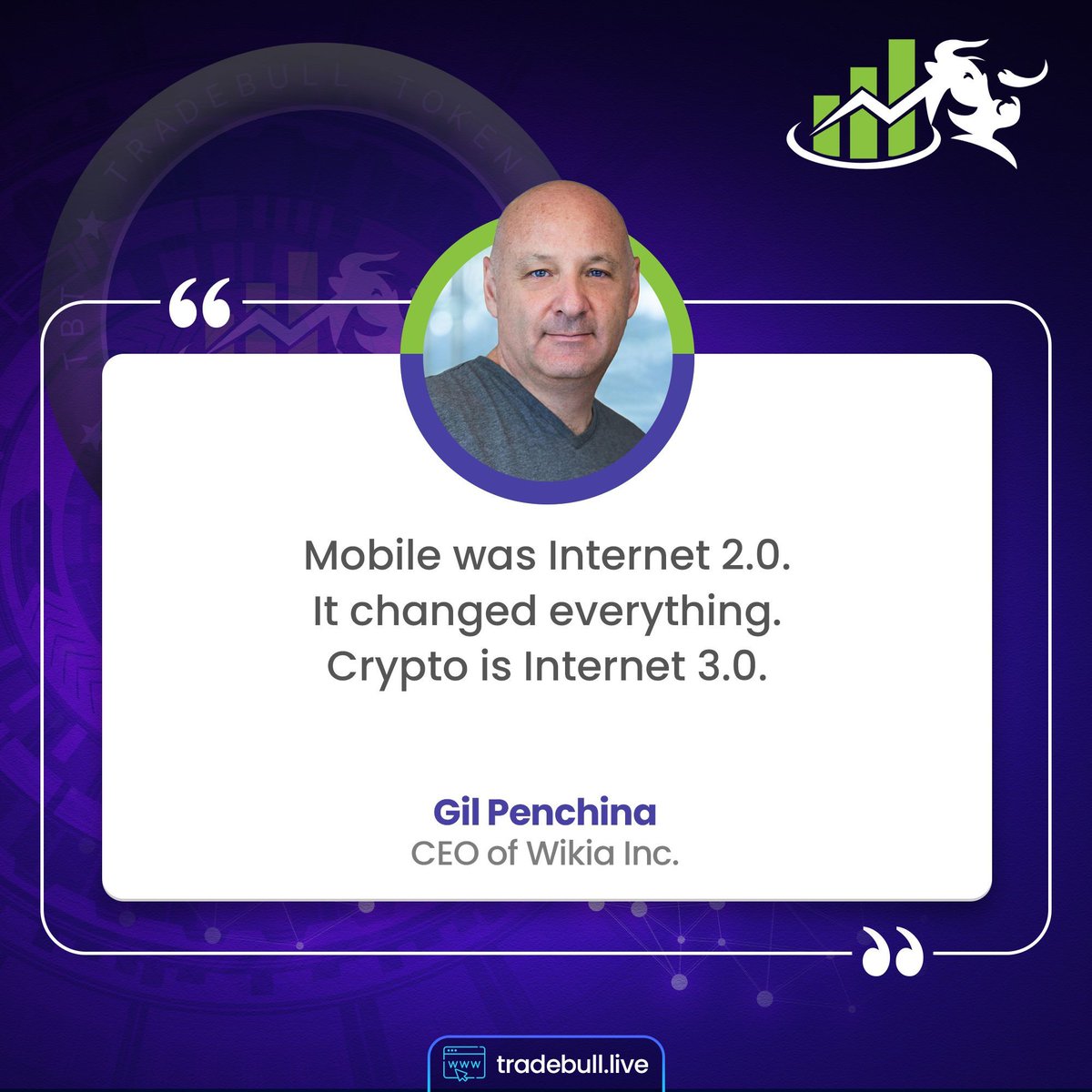 TradeBull_TBT's tweet photo. Mobile was Internet 2.0. It changed everything. Crypto is Internet 3.0." - Gil Penchina 🚀💻🌐 #CryptoRevolution #InternetEvolution #DigitalTransformation 🌟🔗

Follow us on @
Website: https://t.co/GOe1FKeEBS
Telegram: https://t.co/GRfBu1w2dD
X: https://t.co/SiGfttIm5O https://t.co/TKc4PIS3NW