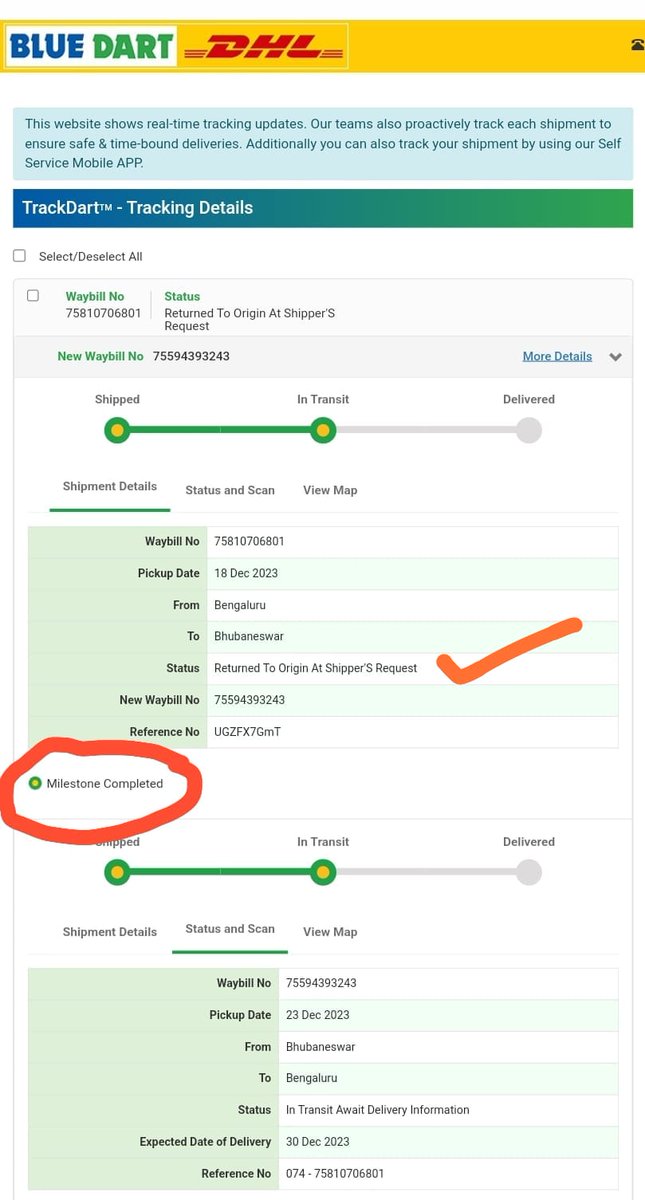 sandyscorp83's tweet image. @amazonIN
@AmazonHelp
@amazon
@BlueDartCares
@BlueDart_
Hahaaaa. You have no idea of current status. Check properly. The item has been returned to Shipper since yesterday by BlueDart without my consent. And you are saying you are positive. Very funny. 

#RIPAmazon #RIPBlueDart