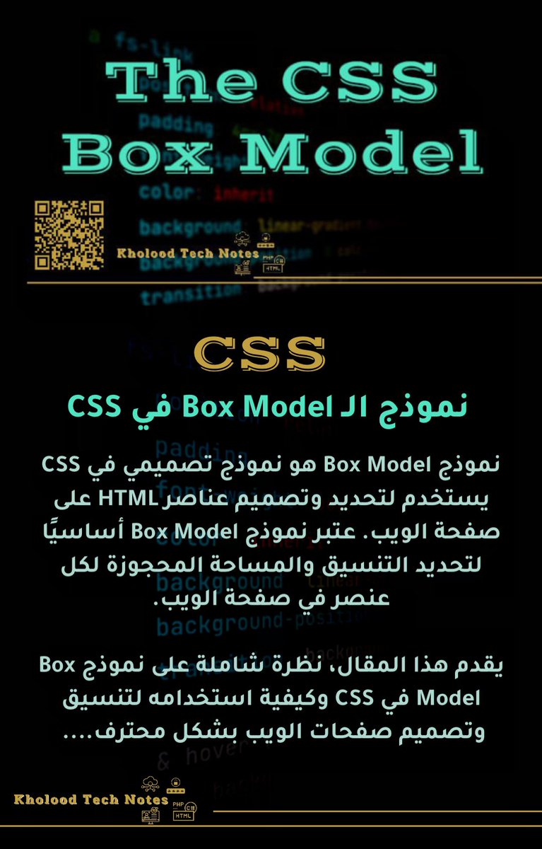 kholood_i111's tweet photo. ماهو نموذج #BoxModel في #CSS..؟!! وكيف يتم ضبط الحدود (#Border) و ال #Padding و الهوامش #Margins لعناصر الـ #HTML مع CSS..!!!

.https://t.co/swAp22r76J

 #البرمجة #programming 
#تعلم_البرمجة_من_الصفر
#سلسلة_الف_باء_برمجة
 #frontendcode 
  #webdeveloper
 #web_development https://t.co/bOpzzrChGU