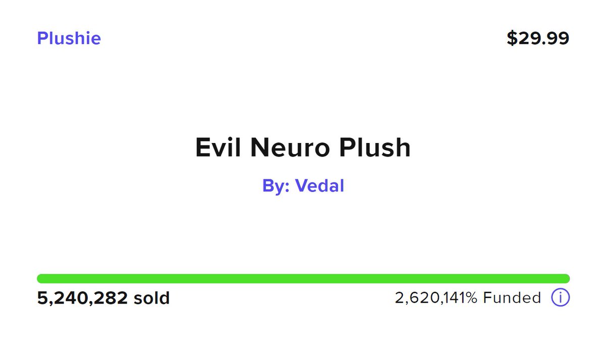 just wanted to say a huge thank you to the swarm for finally managing to hit 5 million plushie sales on the evil neuro plush

help us hit 6 million next: makeship.com/products/evil-…
