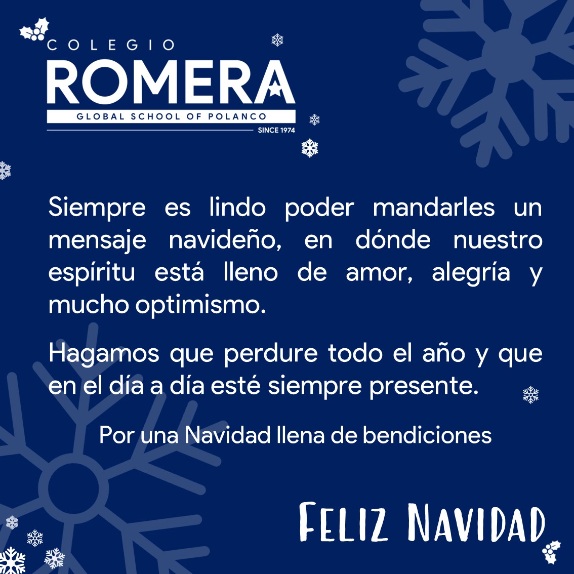 Queremos que todos tengan una muy feliz Navidad, llena de amor, alegría y los mejores deseos.
Que estas fechas de optimismo, colmen todos los corazones de la gente a su alrededor.

Felicidades, les deseamos todo el #TeamRomera
🎄🎁⛄❄️

#navidad #christmas #christmaswishes🎄