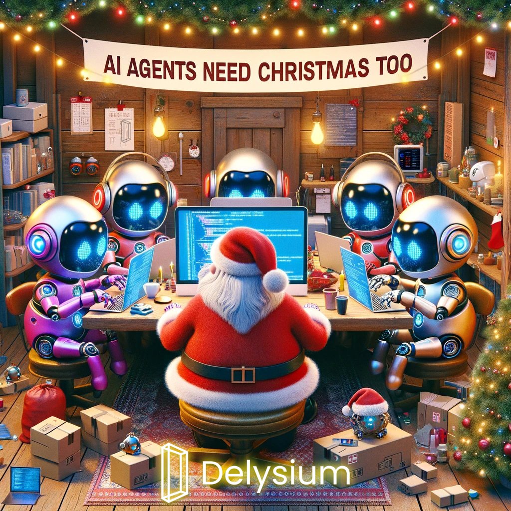 The_Delysium's tweet image. Merry Christmas, Delysians!

A huge thank you for being part of our journey - you make us whole. Enjoy a holiday filled with joy, peace, and warmth with your loved ones.

Remember, as we celebrate, let's spread love and joy to every corner, because even AI Agents need Christmas