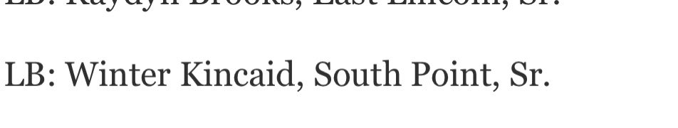 winterkincaid54's tweet photo. Very Blessed to be named to the Gaston, Cleveland, and Lincoln Counties All- Area third team https://t.co/FfgZgNlTri