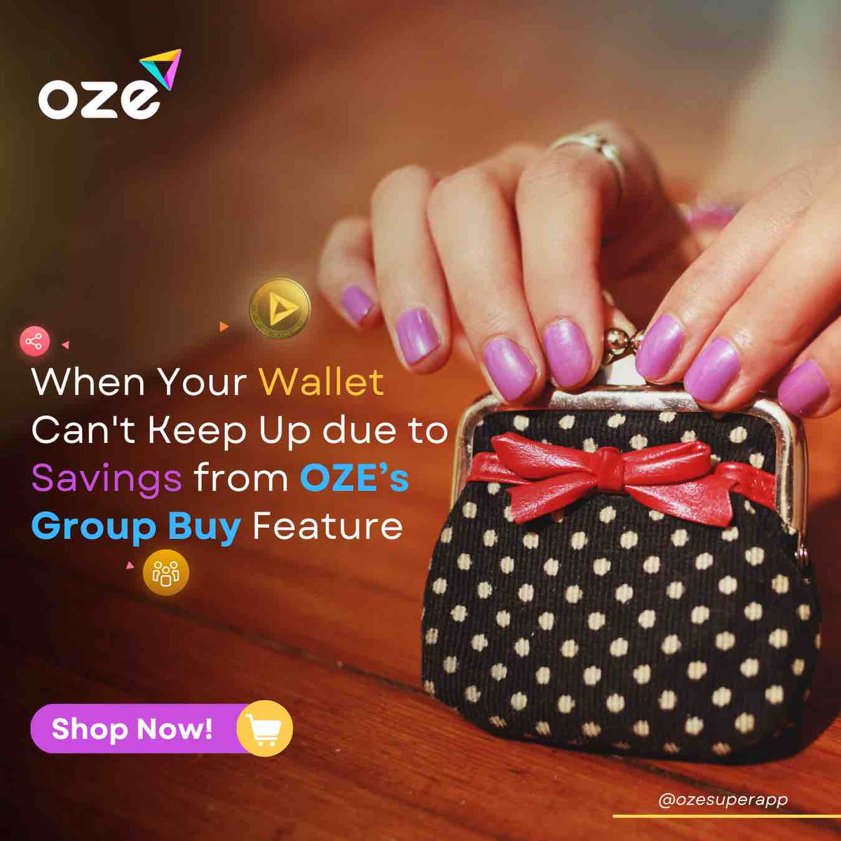 When your savings overflow, and your wallet can’t handle the awesomeness! 😂💰 #OZE gives you access to unbelievable deals and discounts. Follow us to learn more savings tips and tricks while shopping. #OZESuperApp #SuperApp #allinone #groupbuy #buywithfriends #OZECoins