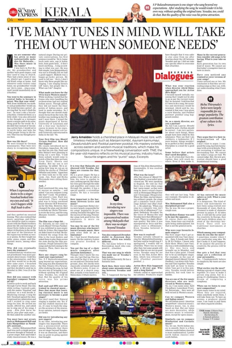 xpresskeralam's tweet photo. 'When somebody needs them, I will take them out' - Jerry Amaldev in #ExpressDialogues

Read the interview here: https://t.co/ydXt5k1uZ3

@PrabhuChawla @santwana99 @MSKiranPrakash @PaulCithara @sanesh_TNIE @IAMVIJAYYESUDAS @KSChithra #JerryAmaldev #Music #Interview #Kerala #Songs https://t.co/mEWvXaI5xV