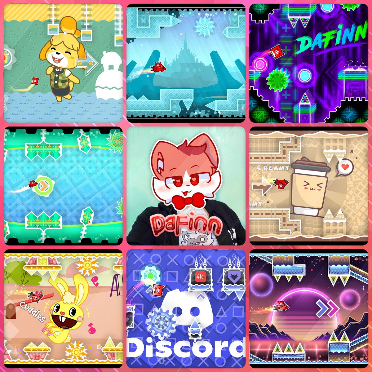 ItsDaFinn's tweet photo. Levels and the creator behind it ๐
#LevelsvsCreator
#GeometryDash https://t.co/9SjLJ9qiXP