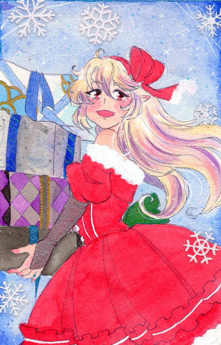 Here is my @fecompendium's Secret Anna piece! A gift for @balsamfue The requested Miss Corrin in a festive winter dress!