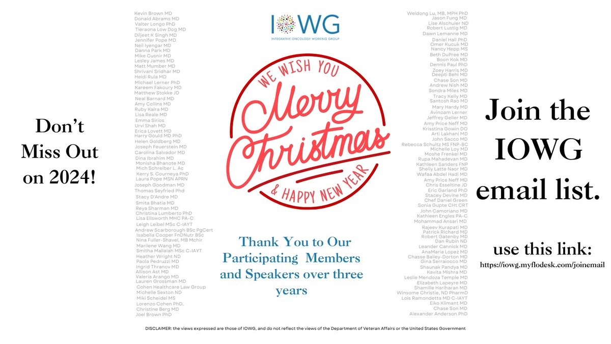 HAPPY HOLIDAYS With 2023 ending, IOWG would like to thank its more than 120 speakers who have contributed to over 45 free webinars. We would also like to thank you, our audience. DO NOT MISS OUT ON 2024 - subscribe to the IOWG email list now - iowg.myflodesk.com/joinemail