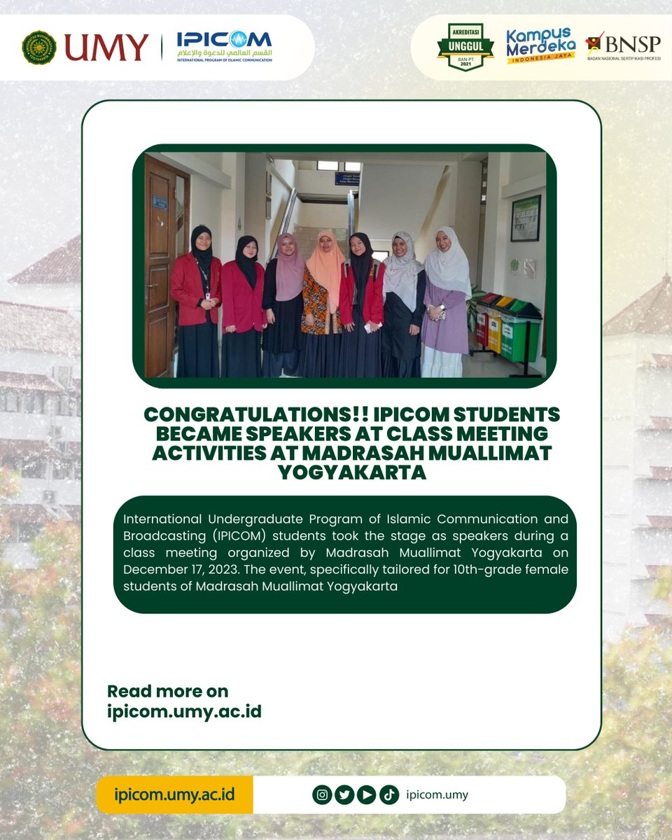 Hello IPICOMers👋🏼👋🏼.
Towards the end of December, IPICOM held several activities by Student, and IPICOM in collaboration with International Admission Officer.

Click link in bio to read the full article
#news #ipicom #kpiumy #umyogya