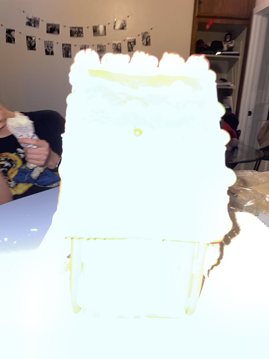 zoeytruran's tweet image. made a gingerbread house with @Ehbit_, guess which person decorated which side