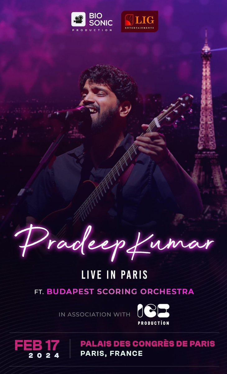 IceprodEU's tweet photo. Paris 🇫🇷

Préparez-vous à vivre une expérience inoubliable avec le
talentueux @pradeep_1123 au Palais des Congrès de Paris pour la toute première fois le 17 février 2023 !
Réservez votre billet sur le lien suivant : https://t.co/yIf9LOFOBY

#pradeepkumar #tamil #tamilconcert https://t.co/42mVcPWkZR