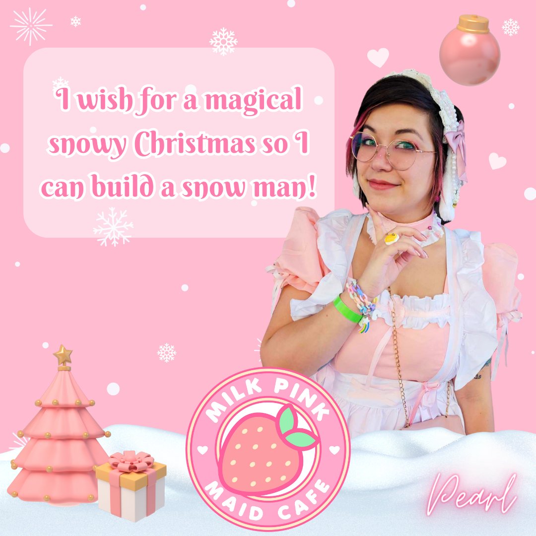 MilkPinkCafe's tweet photo. It's beginning to feel a lot like Christmas! 🎅

What does Maid Pearl want for Christmas? For a magical snowy Christmas so she can build a snowman! ☃️

Don't forget to wear your mittens Pearl! 🧤

#milkpinkmaidcafe #pinkmas https://t.co/A2zit4ILbM