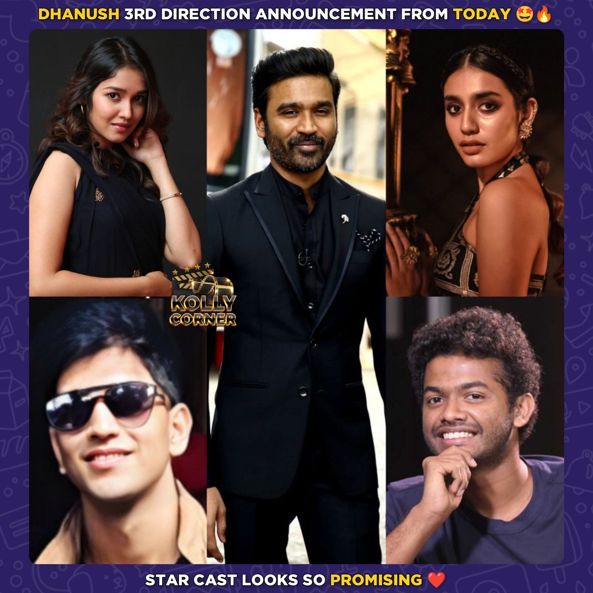 #DD3 Announcement Today 💫

- #Dhanush Directing His 3rd Film Which Starring His Nephew ( Sister's Son) #SharavanKumar & #AnikhaSurendran In The Lead Roles ❤️
- #Sarathkumar, #PriyaVarrier & #MathewThomas On-boarded To Play An Important Role 🥰
- #Dhanush Expected To Play A Cameo…