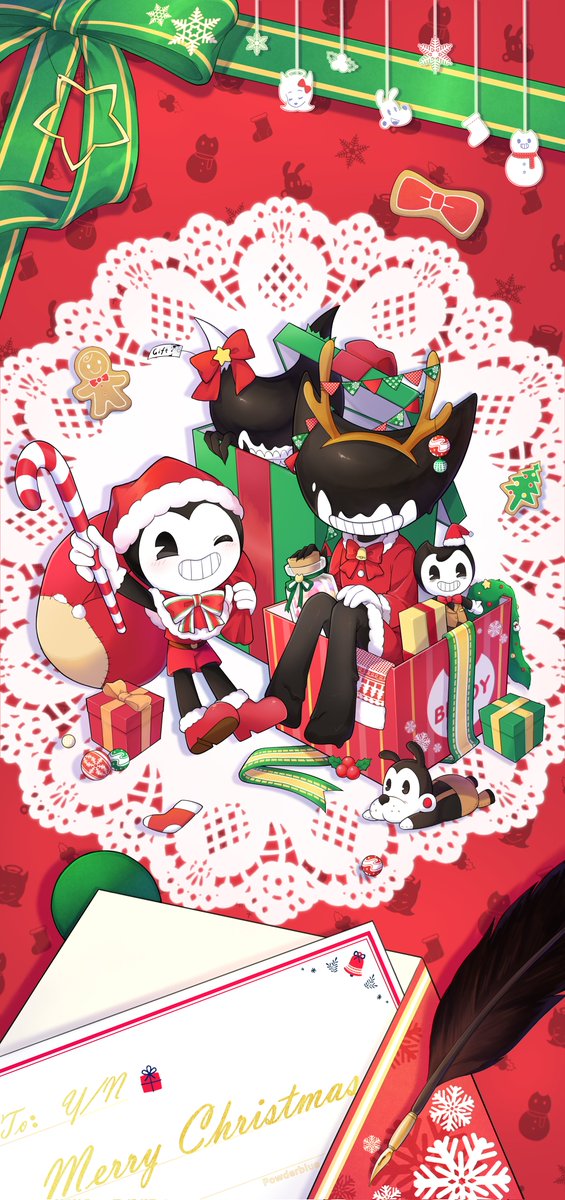 PowderBlue_Lan's tweet photo. 🎄𝓜𝓮𝓻𝓻𝔂 𝓒𝓱𝓻𝓲𝓼𝓽𝓶𝓪𝓼🎁
✨Please accept this Christmas present.🎅🏻💖
#BENDY #BATIM #BATDR https://t.co/bH30uO4ajJ