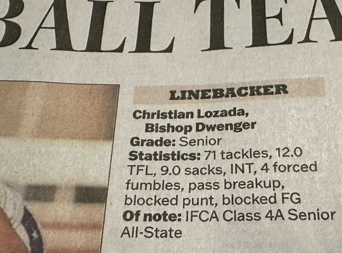 Congratulations @ChrisZa123 Journal Gazette 2023 All Northeast 1st Team