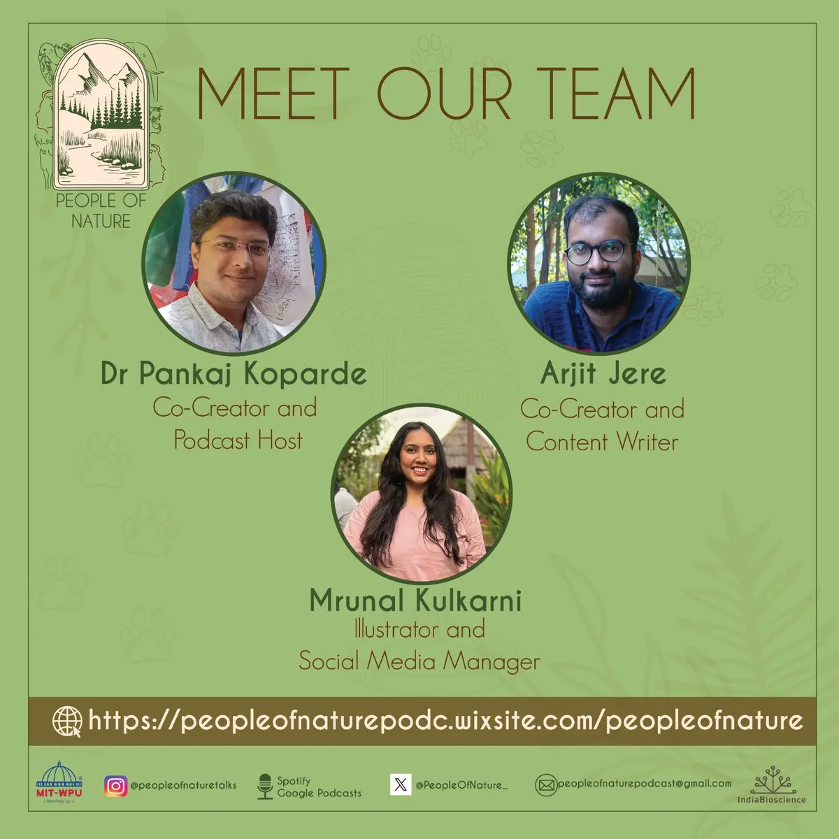 PeopleOfNature_'s tweet photo. 🎙️Meet our podcast team! 
Our podcast team consists of 3 dedicated science communicators with varying backgrounds in ecology and molecular biology, united by a love for science communication (1/4)
#scicomm #scicommpodcast #naturepodcast #indiabioscience #iog https://t.co/33Glc8TibT