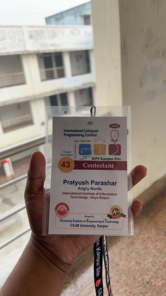 pratyushp02's tweet photo. Had a great time participating in ICPC Kanpur Regionals with my teammates @MananRa55343093 and @IDontNeedIt77. Our team secured the 13th rank by solving 4 problems ✨

Angry Nerds for the win 🍻
Looking forward to ICPC Amritapuri 🫶 https://t.co/sZZTgyO3aV