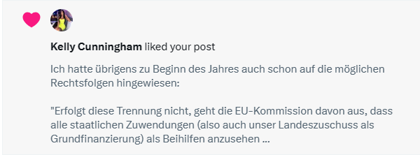 Ich finde ja, dass die Bots so was wie Humor entwickelt haben: Eine junge Frau in einem sehr gelben Kleid findet es also gut, wenn die Uni Bremen ihre Grundfinanzierung an das Land Bremen zurückzahlen muss, weil sie ihr Korruptionsproblem nicht in den Griff kriegt.