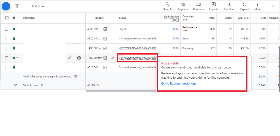Hash_ppc's tweet image. Hey, #GAdsexpert
Have you ever seen this type of campaign status?
However conv. tracking is working fine with other campaigns.