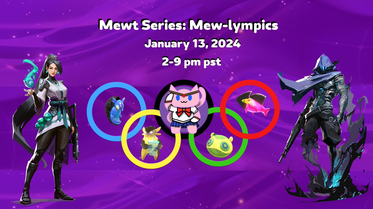 are you tired of normal valorant? sign up for mew-lympics to play some valo mini games on Jan 13th!! 
there is a prize pool for 1st, 2nd, and 3rd overall

sign up form: forms.gle/AVkeevmcmyCiGy…
i hope to see yall there !