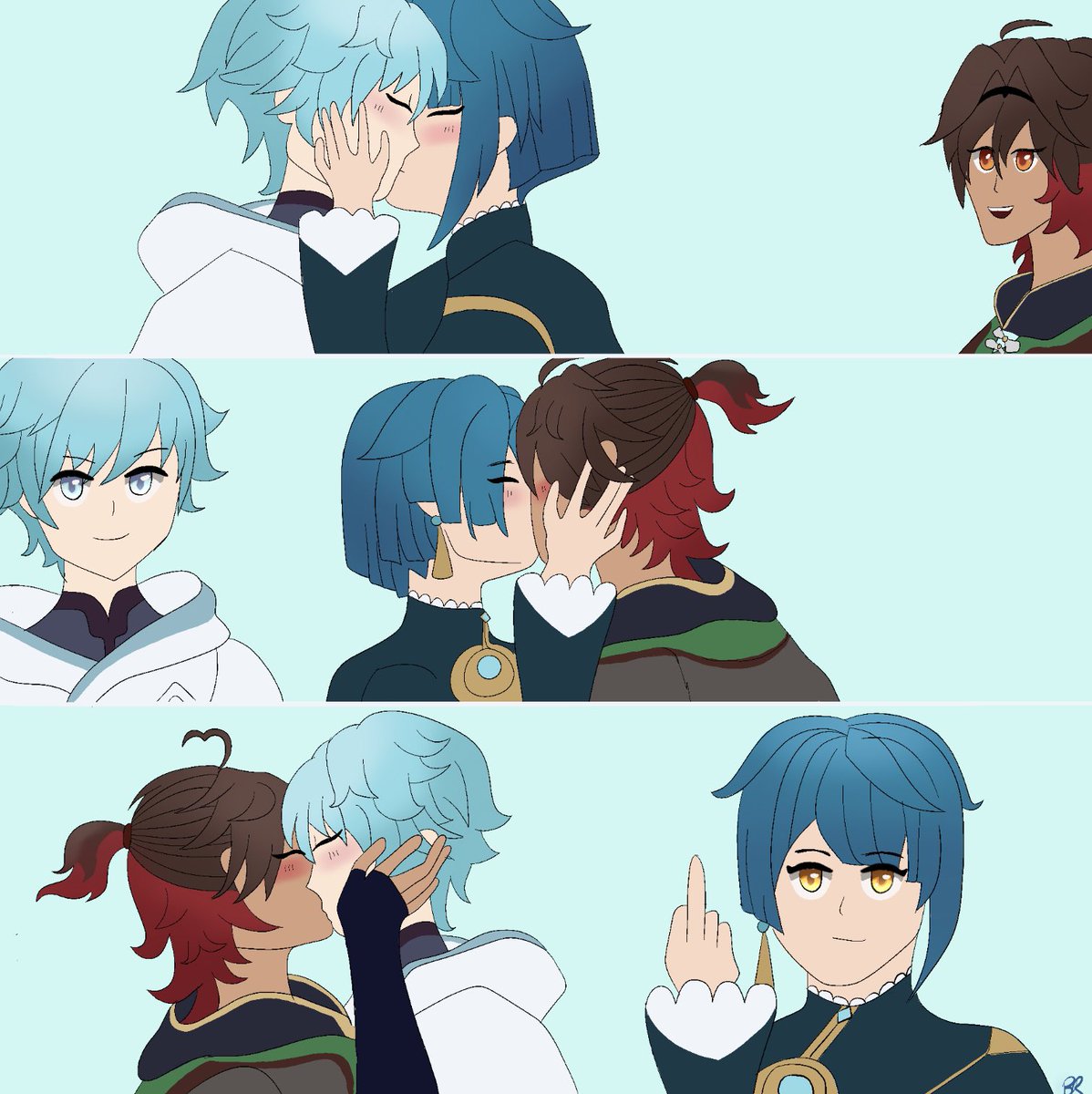 brookeart7679's tweet photo. Why fight when they can kiss?
#GaMing #Xingqiu #Chonyun #genshinimpactfanart https://t.co/Yavtn4ZbBo