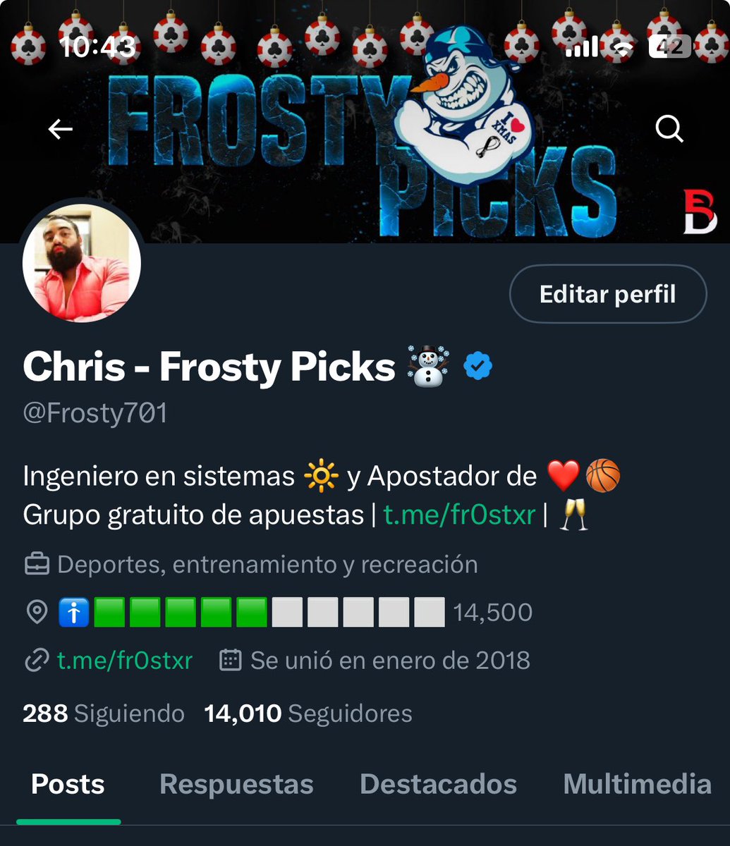 Llegamos a los 14k equipo! 🥲🫡

Y justo listo ✅ para la Navidad 🎄 

MUCHAS GRACIAS POR TODO 🙏🙏🙏

Aquí GANAMOS TODOS JUNTOS! 

Se van $1,000 GRATIS entre todos los que dejen ♥️ Like + RT ♻️ en este post equipo! (Deben seguirnos)

Ganador se postea en: T.me/fr0stxr