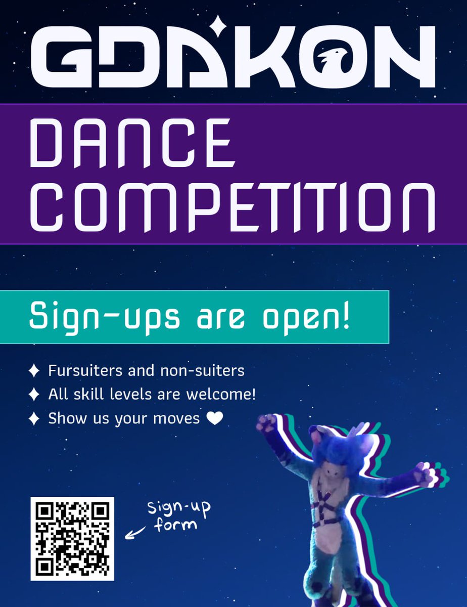 Exciting news: we're planning to host a Dance Competition this year!

- Both fursuiters and non-suiters are welcome! 🤗
- Doesn't matter if you're just starting dancing. A lot of us do! 🕺

To join, please fill out this sign-up form before January 2nd: forms.gle/p6Sc98axLzqwr9…