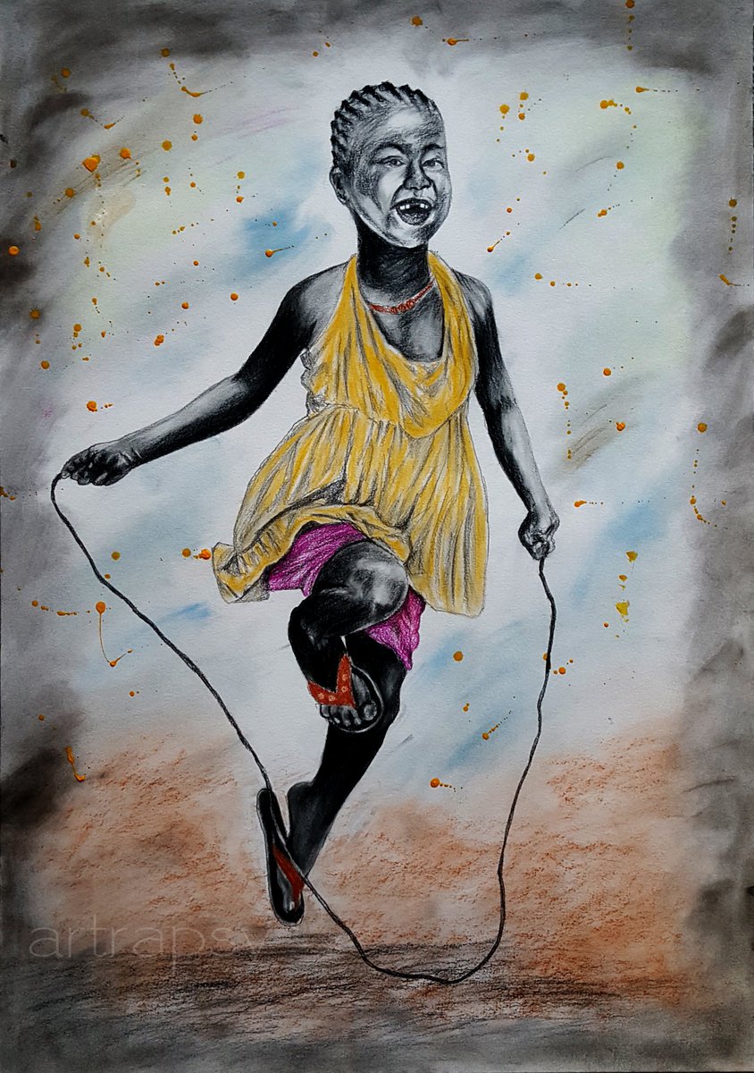 ArtRapsy's tweet photo. I did this sometime ago.... 
Titled INNOCENCE, portrays the pure essence of childhood joy and freedom. 
🟢 Available 
.
.
#art #drawing #painting #throwback https://t.co/zbdWApTLvK