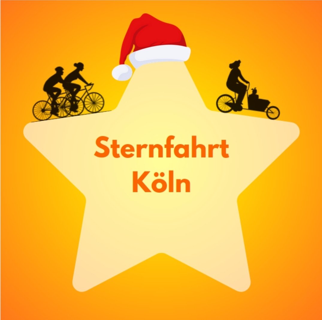 Die Sternfahrt Köln 🚴🏿‍♀️⭐🚴‍♂️ wünscht allen frohe Weihnachtstage und einen guten Rutsch ins neue Jahr‼ 
Wird 2️⃣0️⃣2️⃣4️⃣ das Jahr, in dem die #Verkehrswende in #Köln endlich richtig Fahrt aufnimmt? Lasst uns gemeinsam daran arbeiten! 👍

#SternfahrtKöln #MehrPlatzFürsRad
