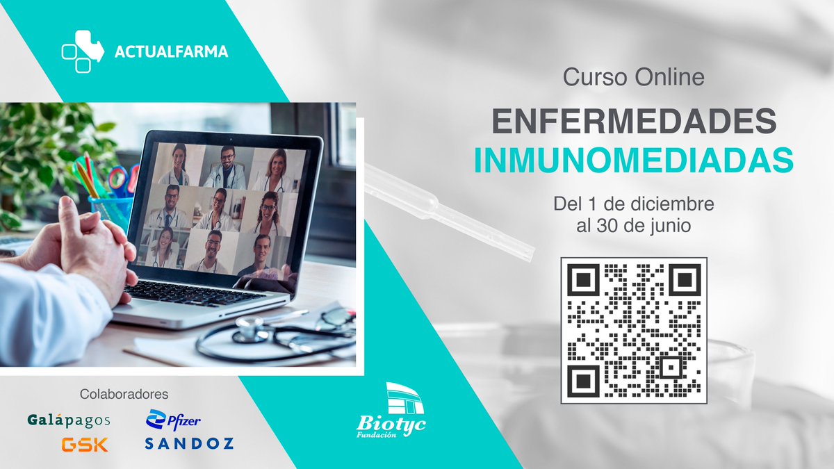 ¡Conoce el curso online de Enfermedades Inmunomediadas!👏🏻😁 
Organizado por <a href="/FundacionBiotyc/">Fundacion BIOTYC</a> con la colaboración de @glpg_ES <a href="/GSK_ES/">GSK España</a> <a href="/pfizer_spain/">Pfizer España</a> <a href="/Sandoz_Global/">Sandoz</a> 🤩
#curso #formacion #FelizNavidad #sanitarios
Aún estás a tiempo. ¡Inscríbete ya! 👌🏼
⬇️⬇️
actualfarma.es/curso-online-d…