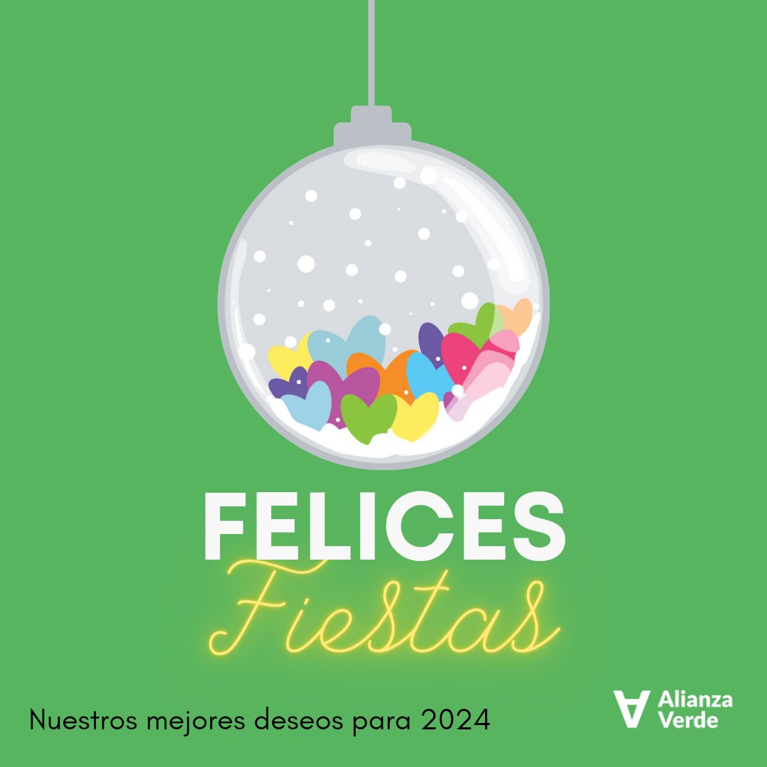 Os deseamos que paséis unos días tranquilos y felices, y nuestros mejores deseos para un 2024 en el que necesitamos, más que nunca, la energía y la esperanza de las políticas verdes que transforman y cuidan.

#FelicesFiestas 💚