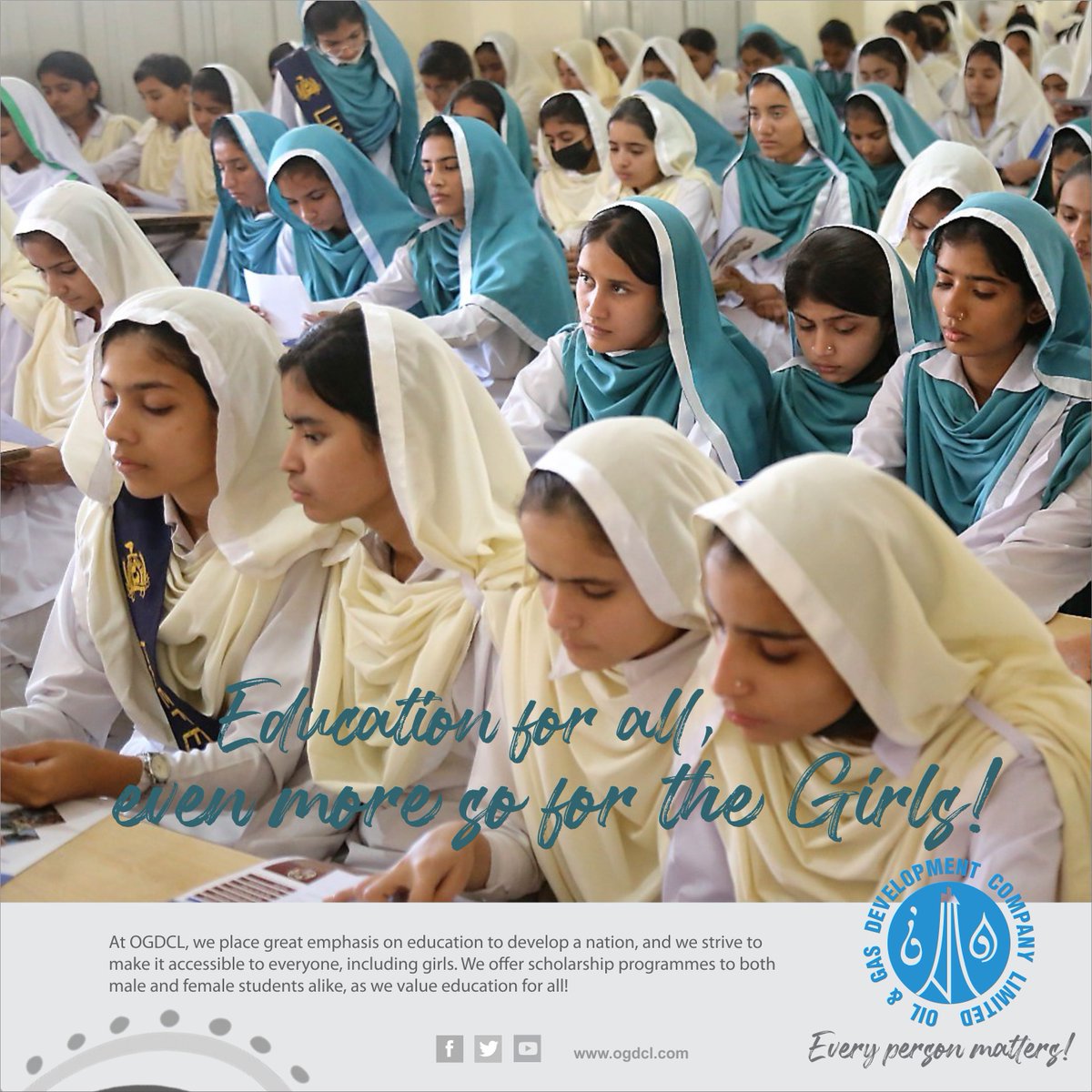 Education knows no boundaries at OGDCL. Our commitment to accessible education knows no gender.  Specially when it comes to girls education, we are deeply committed to breaking barriers.

#educationforall #girlseducationmatters #EveryPersonMatters #EducateToEmpower