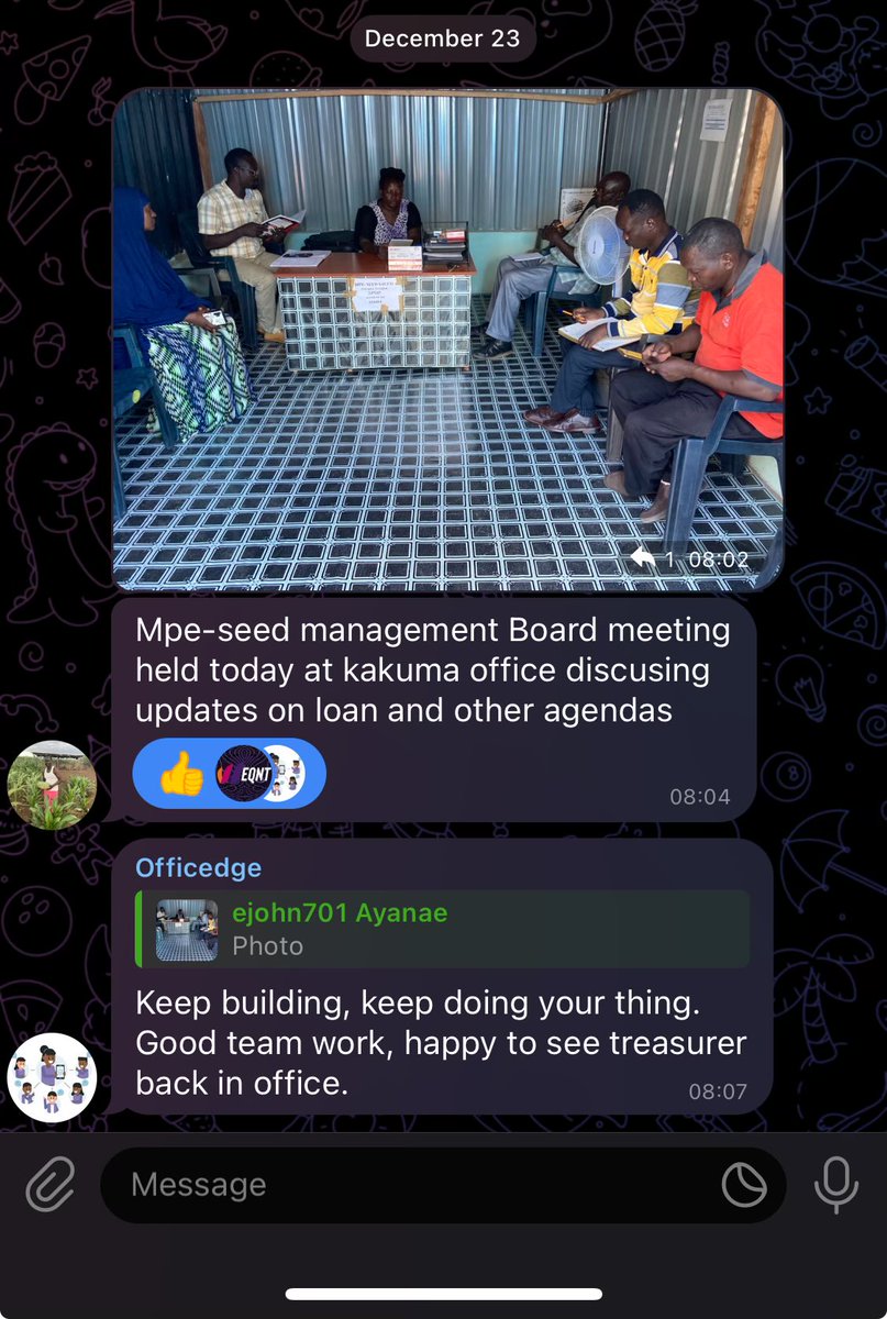 Yesterday our #Kenyan microfinance team <a href="/MpeSacco/">Mpe sacco</a> met to explore funding options &amp; other financials.

Gratitude to <a href="/ErgoLend/">Exle</a> for recent loans supporting small businesses. Your impactful work is acknowledged. #BankingTheUnbanked

#Cardano #Ergo <a href="/johneyanae5/">john eyanae( WEQNT stakepool)</a> <a href="/NFTnode/">ADArmour</a> <a href="/Haskell_plus/">Chris Ray</a>