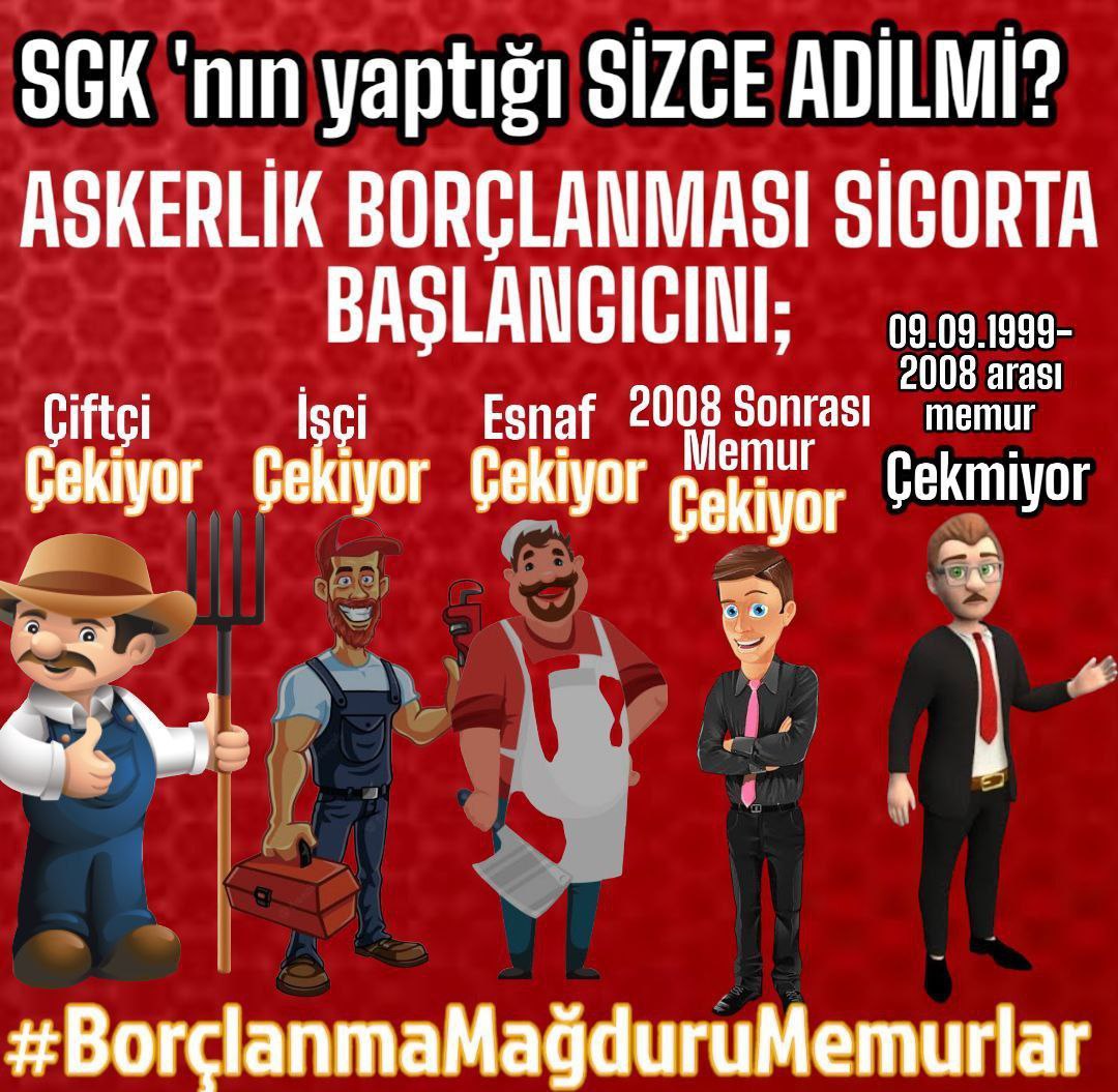 <a href="/YS_Turkoglu/">Selçuk Türkoğlu</a> <a href="/AdemTok77/">Adem KAANOĞLU</a> <a href="/CuneytNAZLI2/">Cuneyt35</a> Memurlar acil çözüm bekliyorlar.
<a href="/mehmedmus/">Dr. Mehmet Muş</a>
<a href="/ifarukaksu/">İsmail Faruk Aksu</a>
<a href="/resulkurt34/">Doç. Dr. Resul Kurt</a>
<a href="/Mvmustafaerdem/">Mustafa Erdem</a>
<a href="/Nilgun_OK/">Nilgün ÖK 🇹🇷</a>
<a href="/AVBakirlioglu/">Ahmet Vehbi BAKIRLIOĞLU</a>
<a href="/Mv_CavitAri/">Cavit Arı</a>
<a href="/oerdem42/">Orhan Erdem</a>
<a href="/SelimTemurci/">Dr. Selim Temurci</a>
<a href="/ratureli/">Rahmi Aşkın Türeli</a>
<a href="/2727mmg2727/">Mehmet Mustafa Gürban</a>
<a href="/UmitOzlale/">Prof Dr. Ümit Özlale</a>
<a href="/veliagbaba/">Veli Ağbaba</a>
<a href="/cevdetakaychp/">Cevdet Akay</a>
<a href="/bakiersoymhp/">BAKİ ERSOY</a>
<a href="/MKalayci42/">Mustafa Kalaycı</a>
<a href="/tahsinocakli/">Tahsin Ocaklı</a>
#BorçlanmaMağduruMemurlar