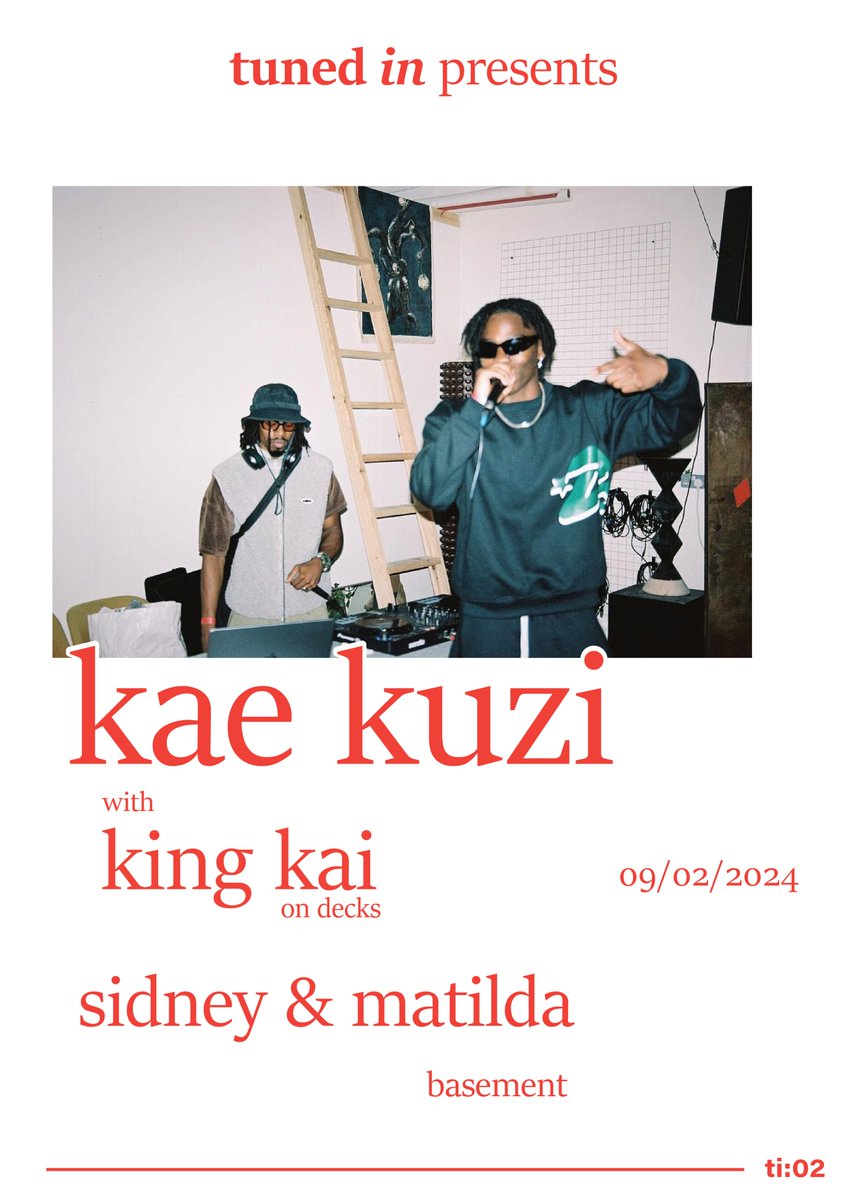 tunedin_events's tweet photo. 🚨new show🚨

christmas has come early for some of you!

we are really excited to be hosting @kae_kuzi for his first ever headline show in sheffield!

with king kai on decks!

9th february at @sidneyandmatilda.

supports announced soon.

first ticket release on sale, link in bio. https://t.co/1aPLXoUriF