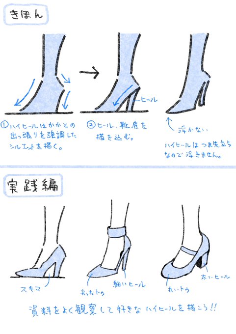 ハイヒールを描くコツ。 