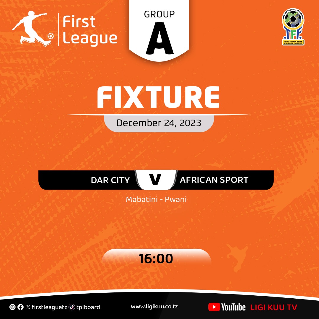 Ratiba ya mchezo wa <a href="/firstleague_tz/">Tanzania First League 🇹🇿</a>  leo Desemba 24, 2023.

<a href="/Tanfootball/">TFF TANZANIA</a>  <a href="/firstleague_tz/">Tanzania First League 🇹🇿</a>