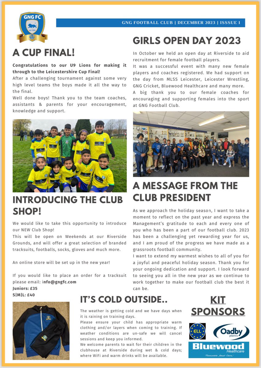 Our Winter Newsletter! We are looking forward to another successful year ahead. .. #gngfc #gng #footballclub #leicesterfootballclub #football #sundayleague #grassrootsfootball #newsletter #clubnews