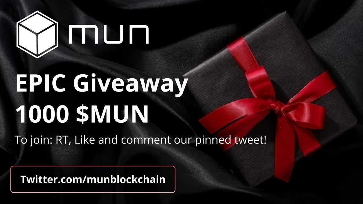 🚀 EPIC XMAS #GIVEAWAY 🎄🤶 To celebrate XMAS 🎁 We are hosting a Christmas giveaway at #MUN gifting 1000 in $MUN! 💰🎉👀 To enter: 💙 Follow us @munblockchain 📌 LIKE and RT pinned tweet 🧑‍🤝‍🧑 Tag 3 friends 🏆 5 winners a 200 $MUN #GiveawayAlert