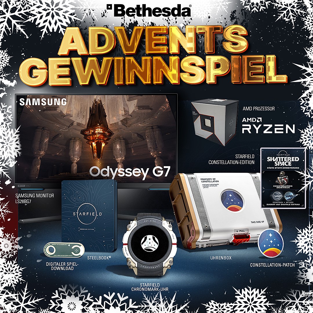 🕯️ Das 4. Lichtlein brennt! 🕯️

Zum letzten Adventstag verlosen wir ein #Starfield Paket in Zusammenarbeit mit AMD &amp; Samsung!

Schreibt uns was für ein Gericht ihr heute für die Mitglieder der Constellation zubereiten würdet 🍽️ +Follow/Repost für die Teilnahme! Viel Erfolg 🎁