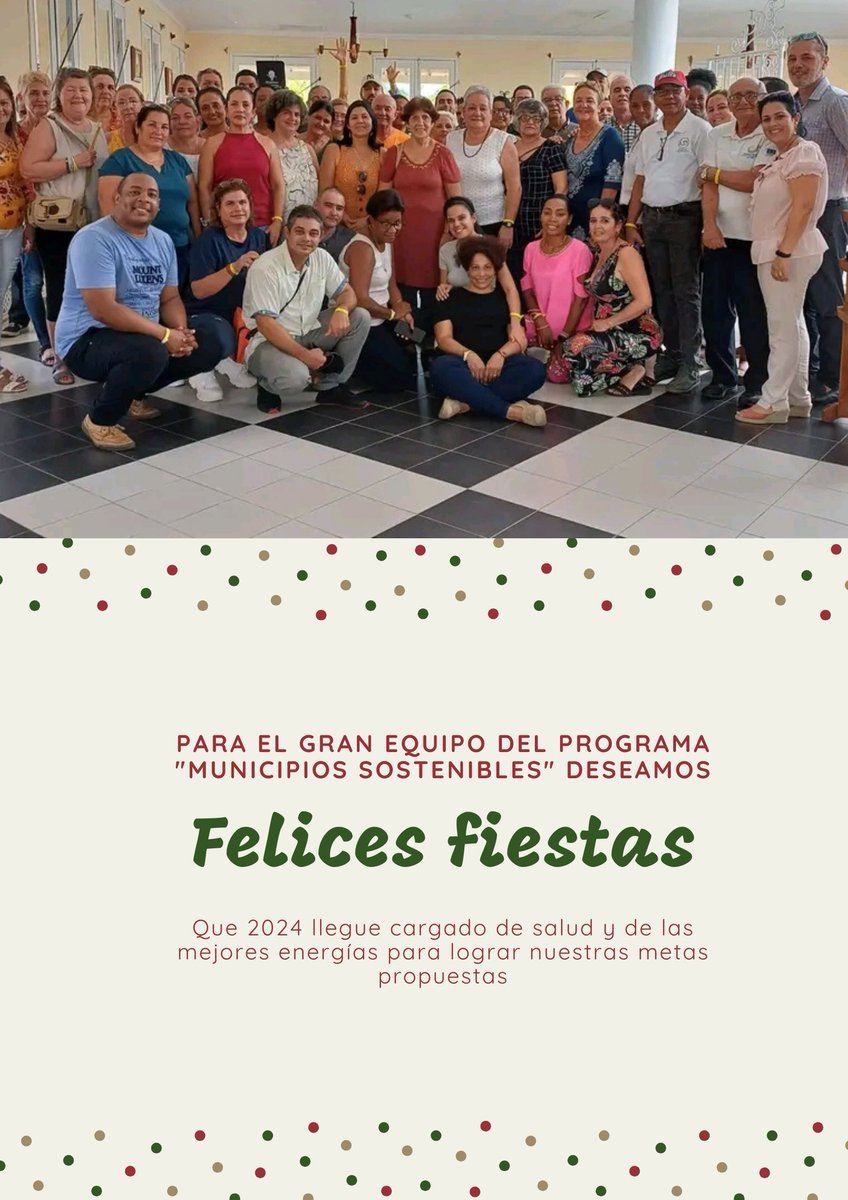DarieldeLenGar1's tweet photo. Para el #GranEquipo del "Programa para la Transición Ecológica hacia Municipios Sostenibles en Cuba" deseamos #FELICES #FIESTAS.
@CEDEL17 #INIE @UEenCuba @aics_lavana @PNUDCuba https://t.co/9Kq6Hu1Cr2