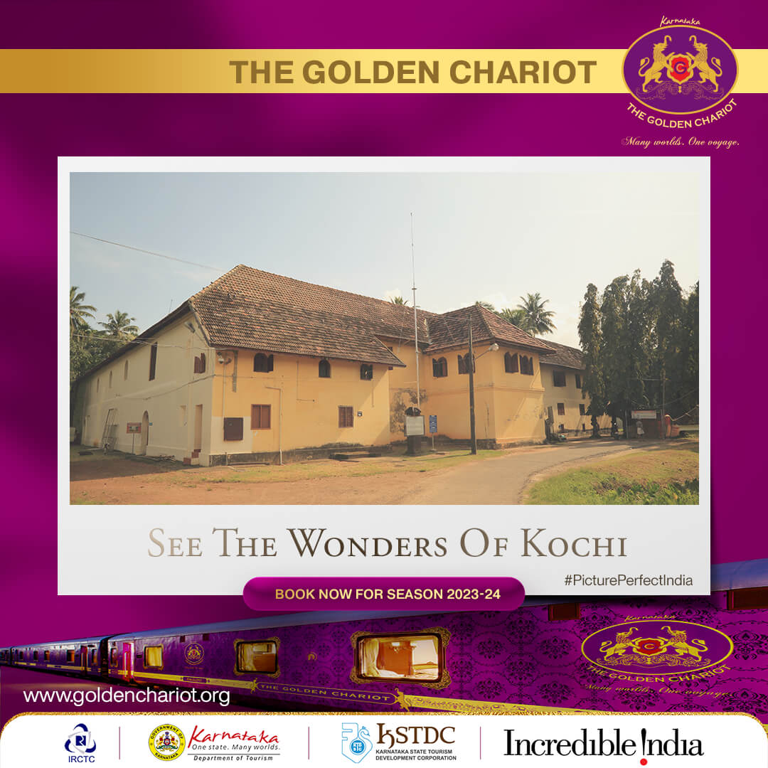 GoldenChariotIR's tweet photo. See the wonders of #Kochi as you explore the #PicturePerfectIndia aboard the #GoldenChariot.

Visit https://t.co/vy5a5ySeOw to book a comprehensive tour.

#GoldenTag  #LuxuryTravel #TravelIndia #ExploreKerala #IndianTourism #IndiaAdventures #touristtrain https://t.co/G1pRlR92QV